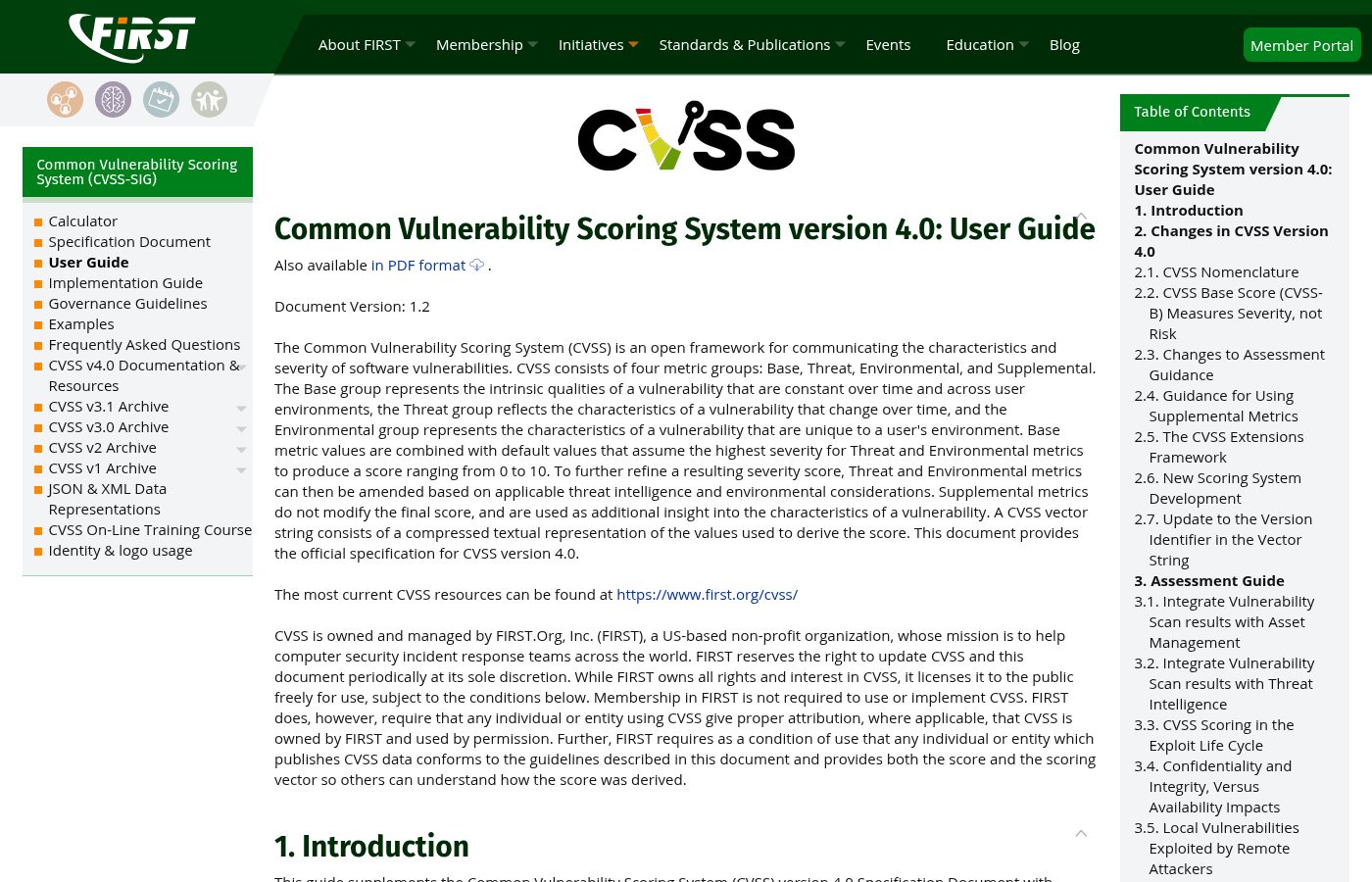 FIRST CVSS v4.0 User Guide page.