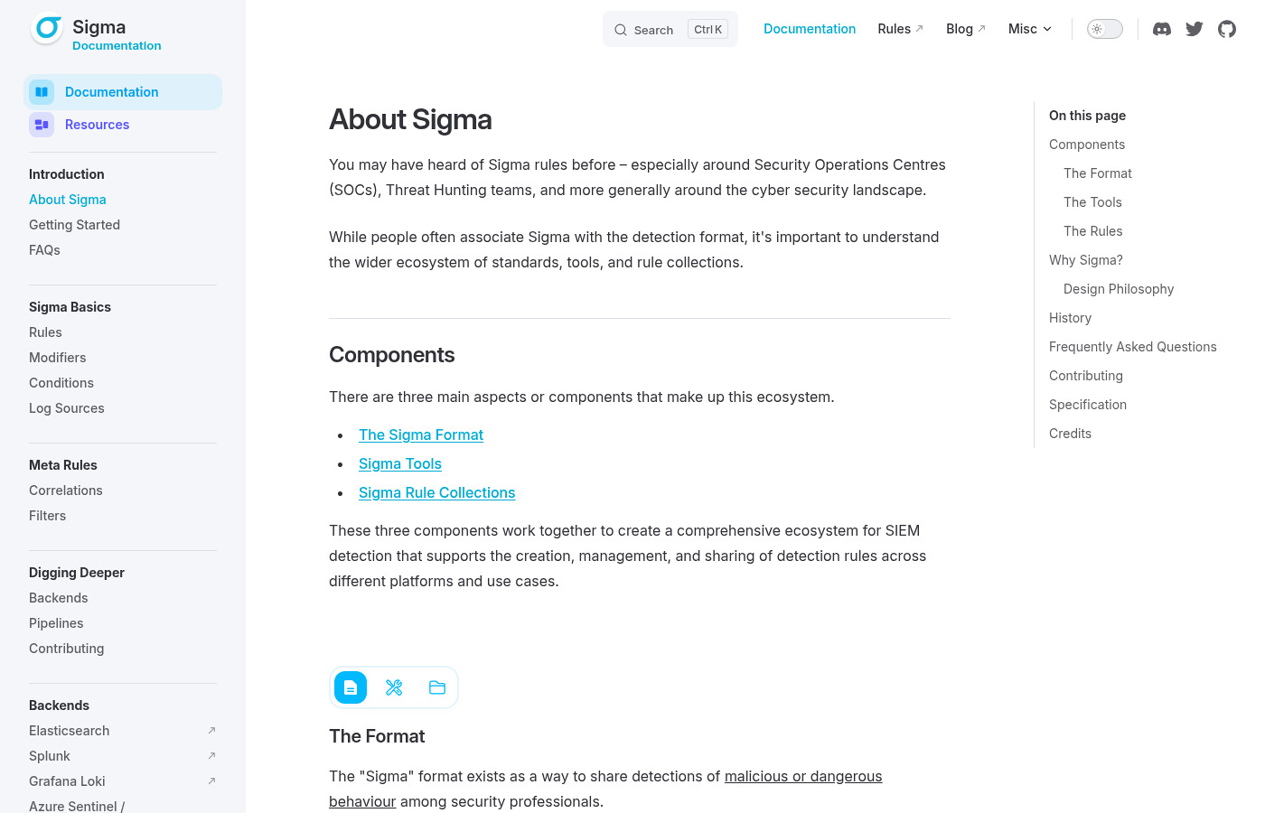 SigmaHQ About Sigma documentation page.