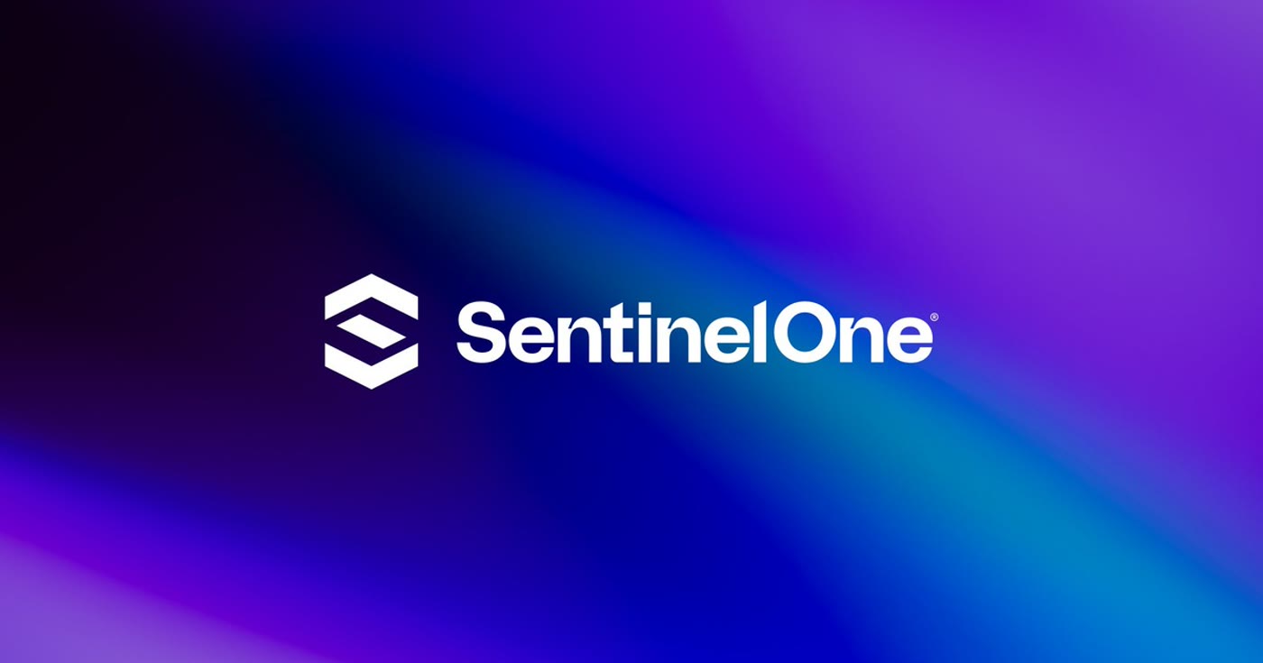 SentinelOne logo on a purple and blue background.