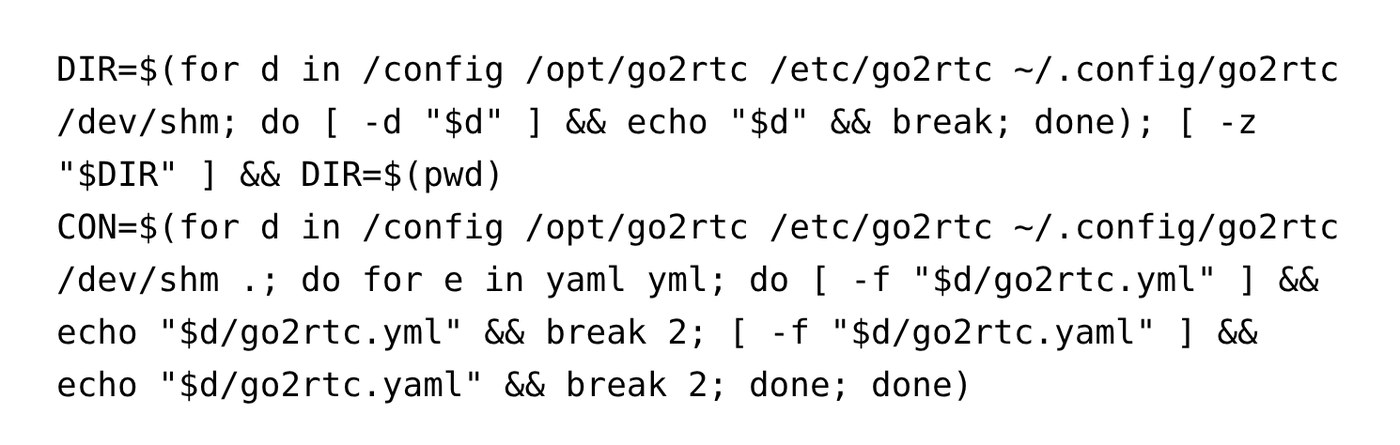 Symantec excerpt of the decoded go2rtc path logic that chooses a hiding directory and locates go2rtc.yml or go2rtc.yaml.
